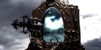 Wizards portal gateway with dreadnaught ship
