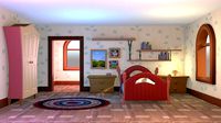 Cartoon bedroom stylized