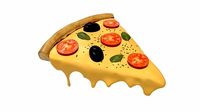 Pizza slice with melted dripping cheese