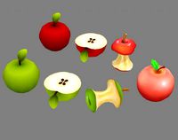 cut apples - apple core- red apple - green apple