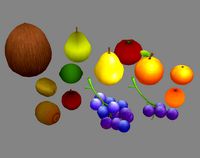 cartoon fruits - grapes-orange-lemon-pear-coconut-kiwi-tomato