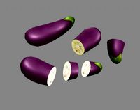 cartoon vegetable - purple eggplant and slice