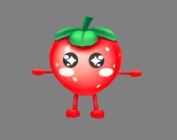 cartoon strawberry monster - fruit mascot with expression