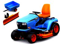 riding lawn mower with trailer and snow blade
