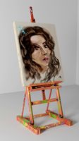 drawing on a paint easel