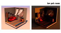low poly retro room