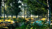 c4d octane render forest early morning tropical rainforest river elk scene