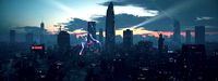 c4d octane render cyberpunk city cbd sea river building urban agglomeration