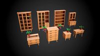 stylized wooden furniture pack