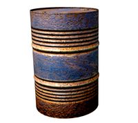 rusty metal barrel blue