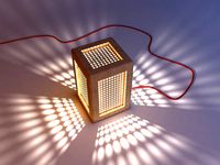 vintage wood lamp with lattice-grid