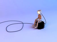 wood robot lamp