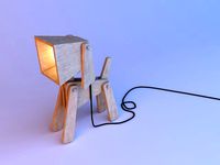 wood dog lamp