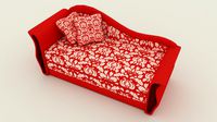 comfortable pink sofa low-poly