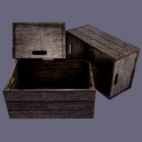 small wood box low-poly