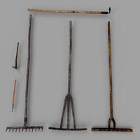 pack of 6 medieval farm rakes and hoe