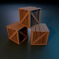 Stylized wooden box  low poly