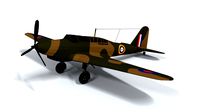low poly cartoon fairey battle wwii airplane