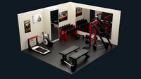 low-poly gym - fitness hall low-poly
