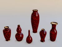red chinese vases