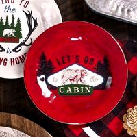 Overbay Vintage Lodge Cabin Melamine Salad Plate