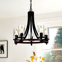 Davina 5-Light Shaded Wagon Wheel Chandelier