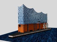 Hamburg Elbphilharmonie theater Low-poly model