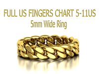 Cuban Link Chain Ring 5mm Wide ALL US-Chart FINGER SIZES | 3D
