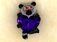 Lemur Heart Stone Charms Pendant | 3D