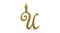 Initial Letters Pendant French Script U | 3D