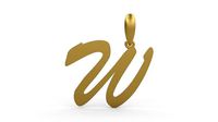 Initial Letters Pendant Brush Script W | 3D