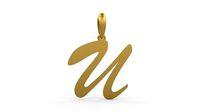 Initial Letters Pendant Brush Script U | 3D