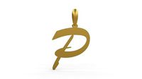 Initial Letters Pendant Brush Script P | 3D