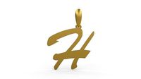 Initial Letters Pendant Brush Script H | 3D