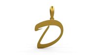 Initial Letters Pendant Brush Script D | 3D