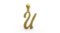 Initial Letters Pendant Ariestha Script U | 3D