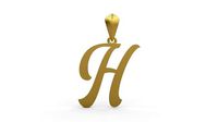 Initial Letters Pendant Ariestha Script H | 3D