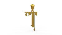 Initial Letters Pendant Angel Rhapsody T | 3D