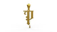 Initial Letters Pendant Angel Rhapsody P | 3D