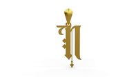 Initial Letters Pendant Angel Rhapsody N | 3D
