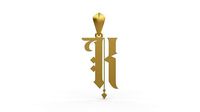 Initial Letters Pendant Angel Rhapsody K | 3D