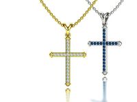 Diamond Cross Necklace 2mm stone around HALF CARAT TW | 3D