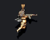 Baby angel with ak gun pendant 3d | 3D