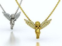 Angel Diamond Necklace Pendant Praying Angel 3dmodel | 3D