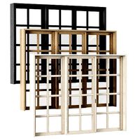 Rectangle wooden windows with door V2