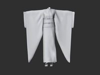 Long Double layered Kimono a Yukata and Wooden Slippers