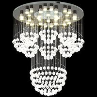 Round Modern K9 Crystal Sparkle Luxury Rain Drop Chandelier