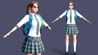 Cartoon School Girl NO RIGG Blender