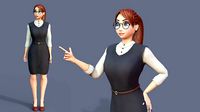 Cartoon Office Girl Rigged Blender