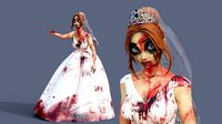 Cartoon Zombie Bride Girl Blender Rigged